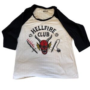 Netflix Hellfire Club Raglan Shirt - Black and White